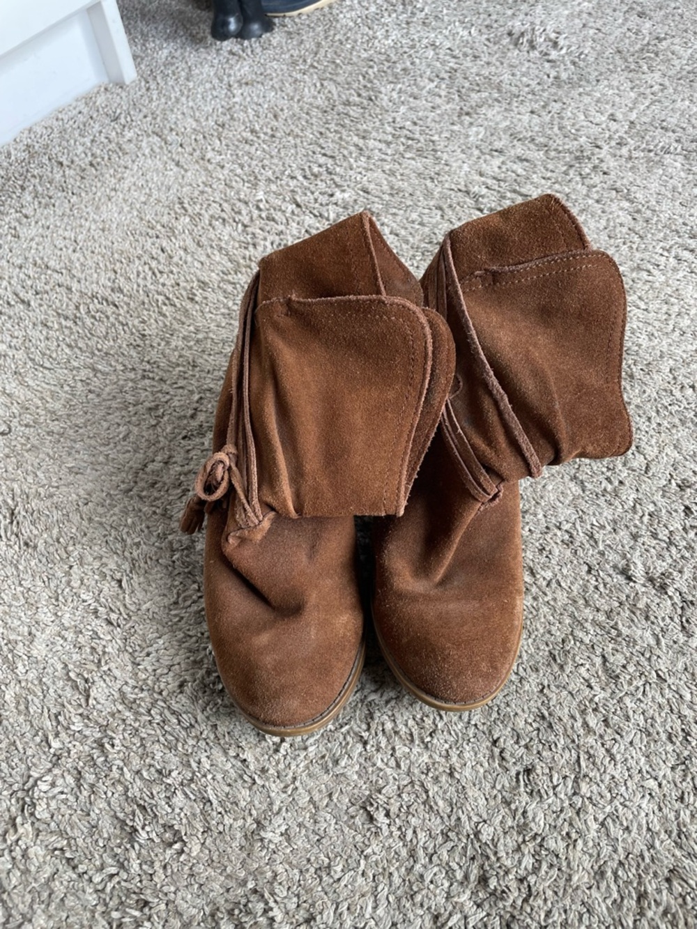 MIA Brown Suede Ankle Boots with Fold-Over Cuff